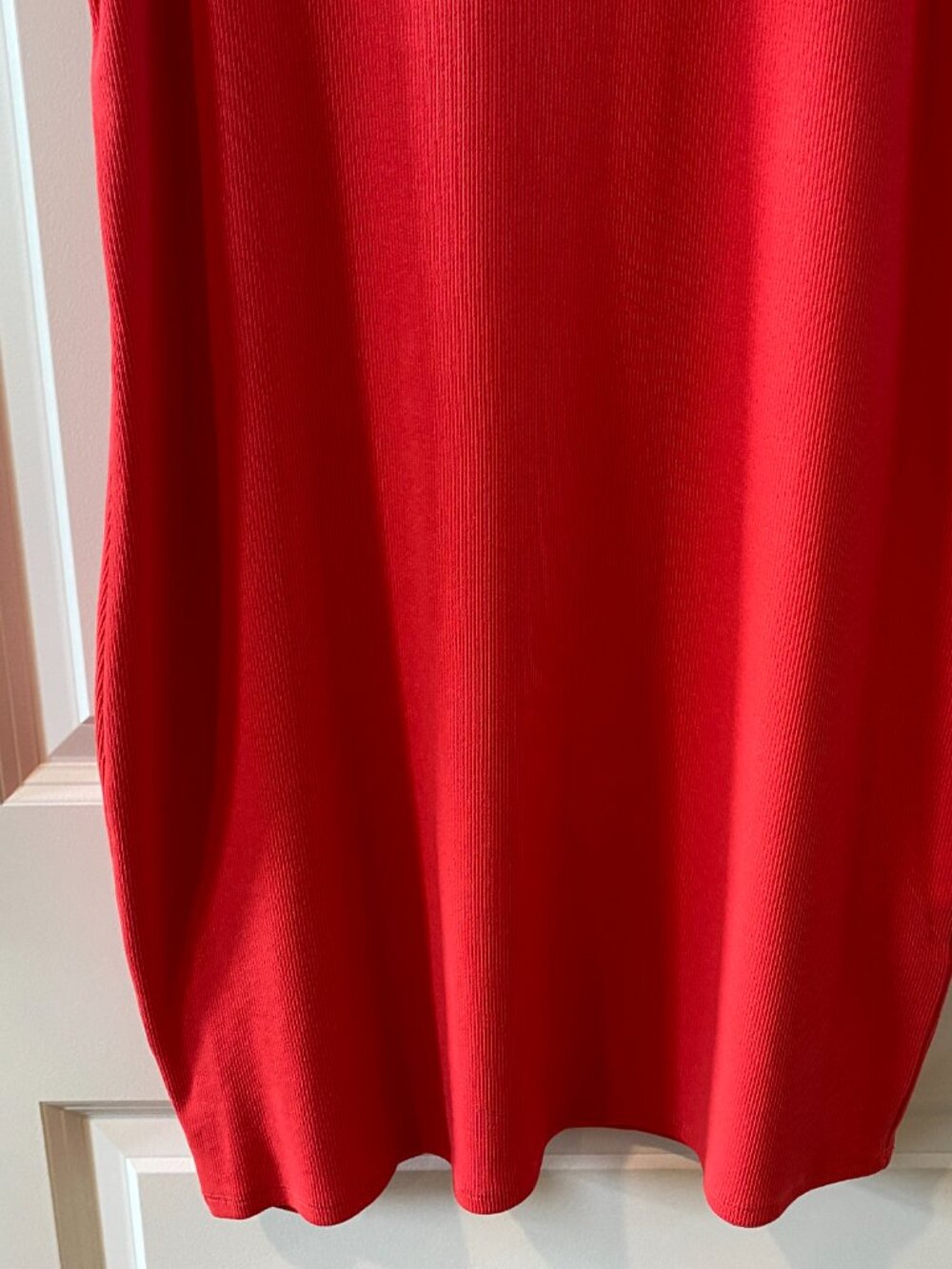 Express Red Ribbed Dress w Shoulder Detailing Size L - Picture 5 of 9